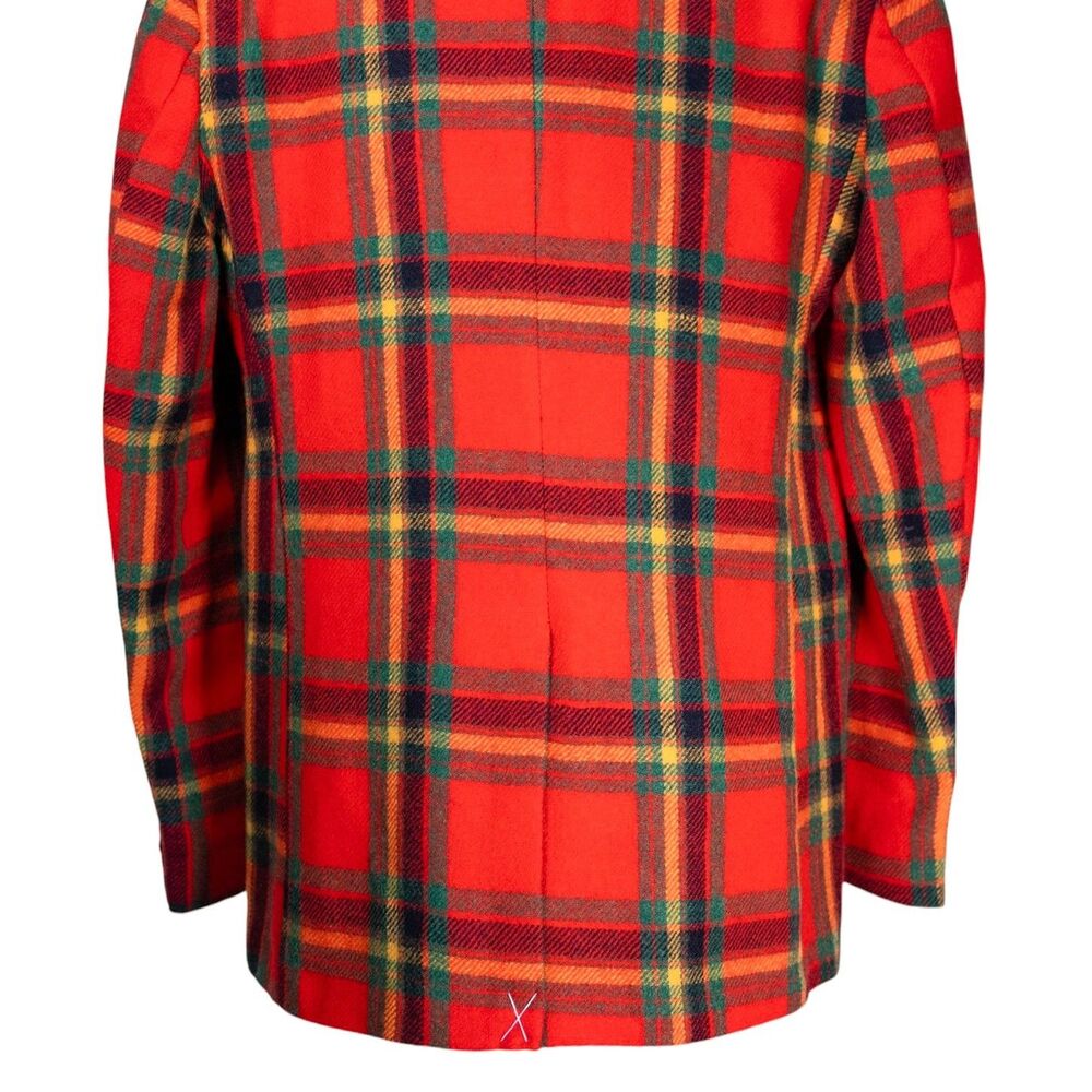 Mens Lambswool Blazer 44R Orange Green Tartan Plaid Sport Coat Jacket Preppy - Picture 9 of 10
